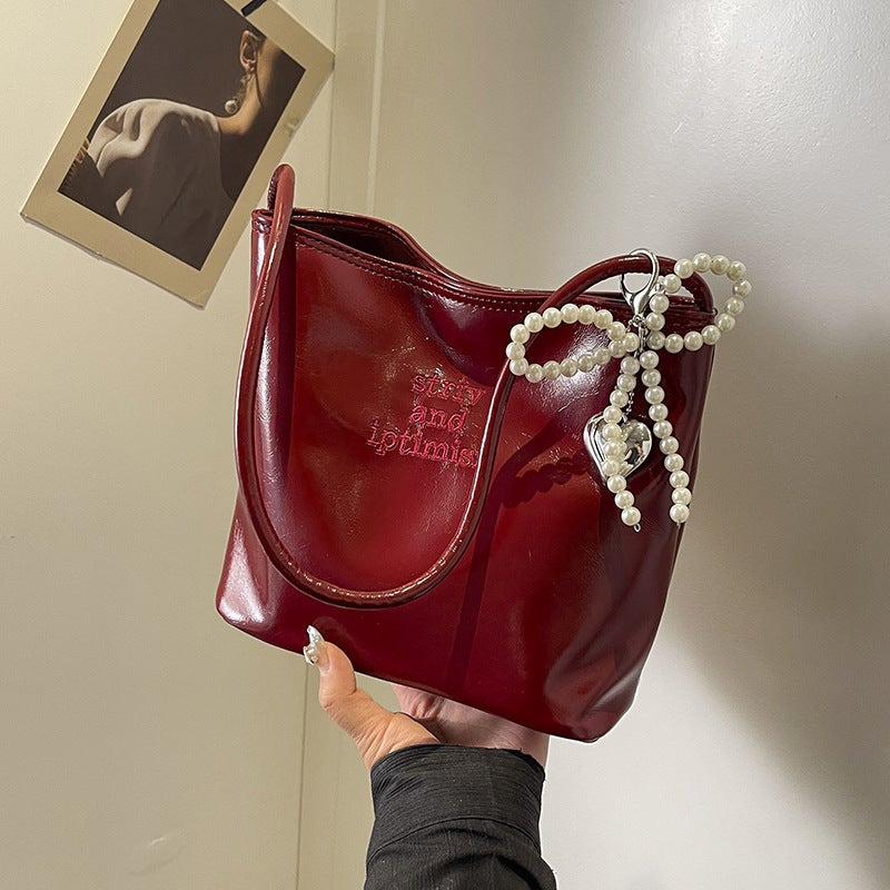 High-Grade Red Small Bag Women'S Summer Popular All-Match One-Shoulder Underarm Bag Handbag Bucket Bag - Image 5