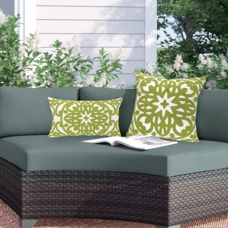 Alysheer Embroidered Decorative Throw Pillow Cover 20"x 20", Boho Mandala Modern Thick Embroidery Pattern, Cotton Canvas Avacado Green Cushion Case for Sofa Couch Bed Living Room (Chartreuse Green) - Image 3
