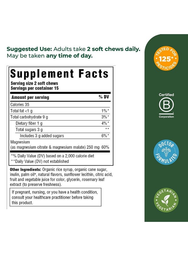 MegaFood Relax + Calm Magnesium Supplement -Soft Chews with Magnesium Citrate & Magnesium Malate - Grape-Flavor - Dr Formulated - Vegetarian - Without 9 Food Allergens - 30 Chews (Pack of 2) - Image 2