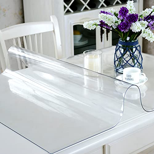 Royhom Clear Table Protector 24 x 72 Inch - 2mm Thick Plastic Table Cover, Clear Table Cover Protector Rectangle, Waterproof PVC Desk Mat for Coffee Table, Writing Desk, Dining Room, Dresser - Image 2