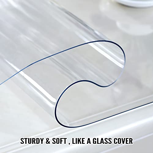 Royhom Clear Table Protector 24 x 72 Inch - 2mm Thick Plastic Table Cover, Clear Table Cover Protector Rectangle, Waterproof PVC Desk Mat for Coffee Table, Writing Desk, Dining Room, Dresser - Image 3