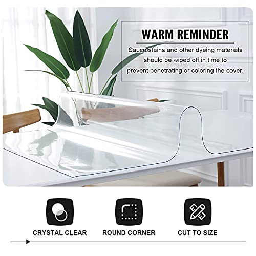Royhom Clear Table Protector 24 x 72 Inch - 2mm Thick Plastic Table Cover, Clear Table Cover Protector Rectangle, Waterproof PVC Desk Mat for Coffee Table, Writing Desk, Dining Room, Dresser - Image 4