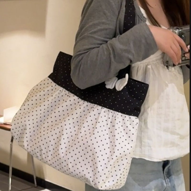 Korean Retro Polka Dot Skirt Hem Shoulder Bag - Image 5