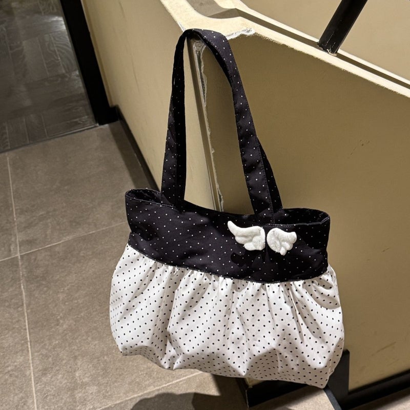 Korean Retro Polka Dot Skirt Hem Shoulder Bag - Image 3