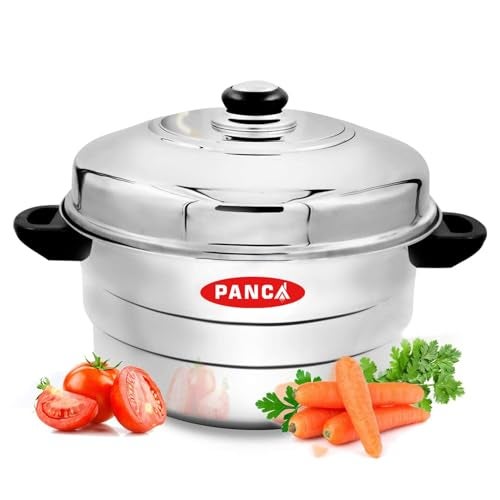 PANCA Idli Maker Stainless Steel 21 Idli Cavity,18 Mini Idli 5 Plate Multipurpose Idli Cooker, Idli Steamer, Idly Pot, Dhokla Maker and Mini Idli Plate (Silver, 5 Plates) - Image 3