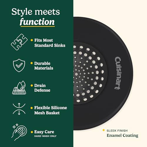 Best Brands Cuisinart Sink Strainers- 2 Pack Kitchen Sink Drain Strainer & Food Catcher with Enamel-Coated Stainless Steel Rim and Silicone Base, Fits Standard 3.5" Drains, Outer Diameter 4.35", Scratch-Safe - Image 4