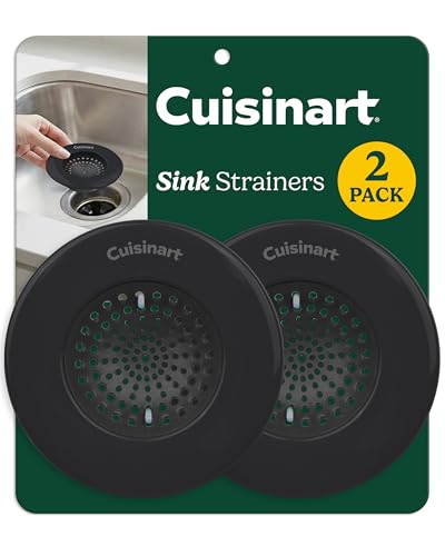 Best Brands Cuisinart Sink Strainers- 2 Pack Kitchen Sink Drain Strainer & Food Catcher with Enamel-Coated Stainless Steel Rim and Silicone Base, Fits Standard 3.5" Drains, Outer Diameter 4.35", Scratch-Safe - Image 1