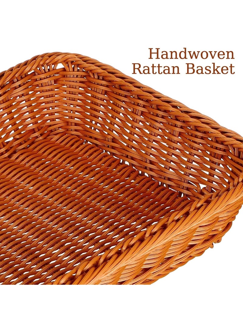 Wicker Basket with Acrylic Lid, Wicker Bread Basket with Lid, 1/2 Pack Imitation Rattan Bread Basket Wicker Bread Basket for Serving with Acrylic Lid Woven Fruit Ba, Wicker Basket for Food - Image 5