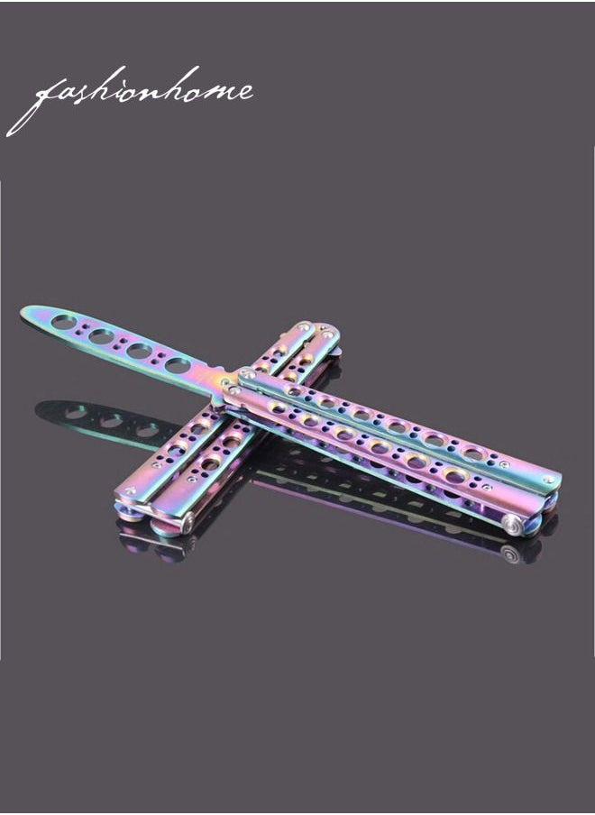 fashionhome Foldable Comb Stainless Steel Practice Training Butterfly Knife Styling Tool  - Image 3