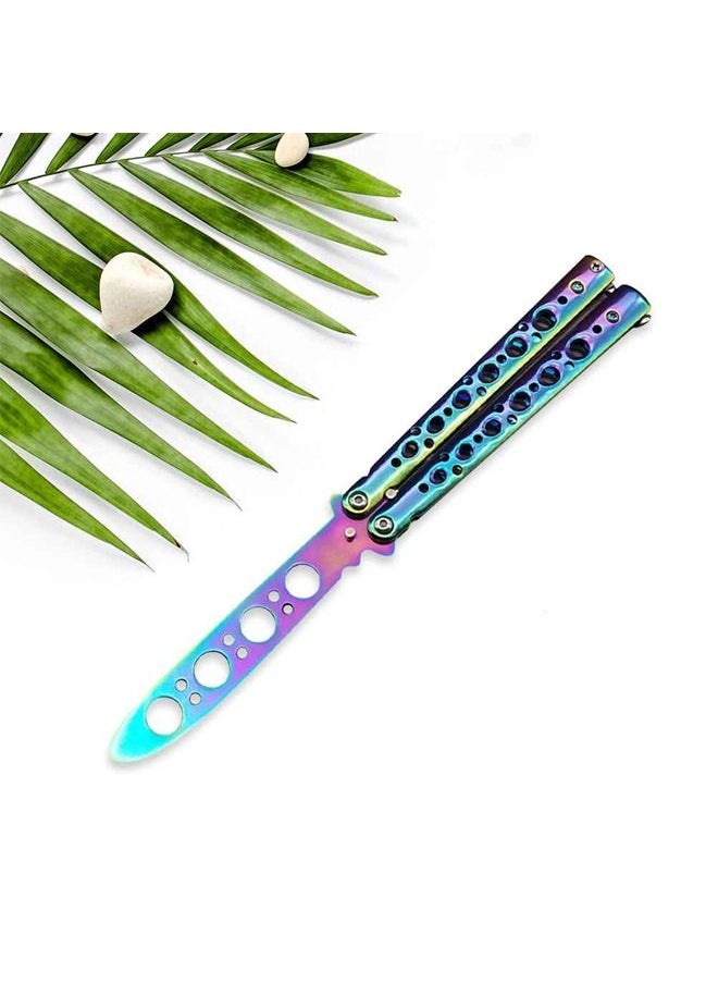 fashionhome Foldable Comb Stainless Steel Practice Training Butterfly Knife Styling Tool  - Image 1