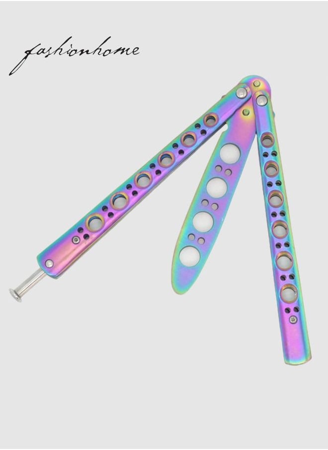 fashionhome Foldable Comb Stainless Steel Practice Training Butterfly Knife Styling Tool  - Image 2