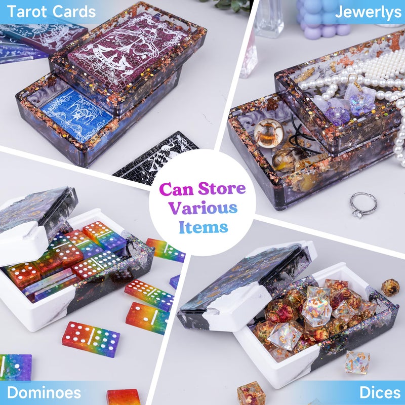 LET'S RESIN Storage Box Molds, Silicone Resin Box Molds, Storage Container with Sliding Lid Design, Epoxy Moulds Silicone for Resin Casting, Jewelry, Tarot Cards, Makeup - Image 5