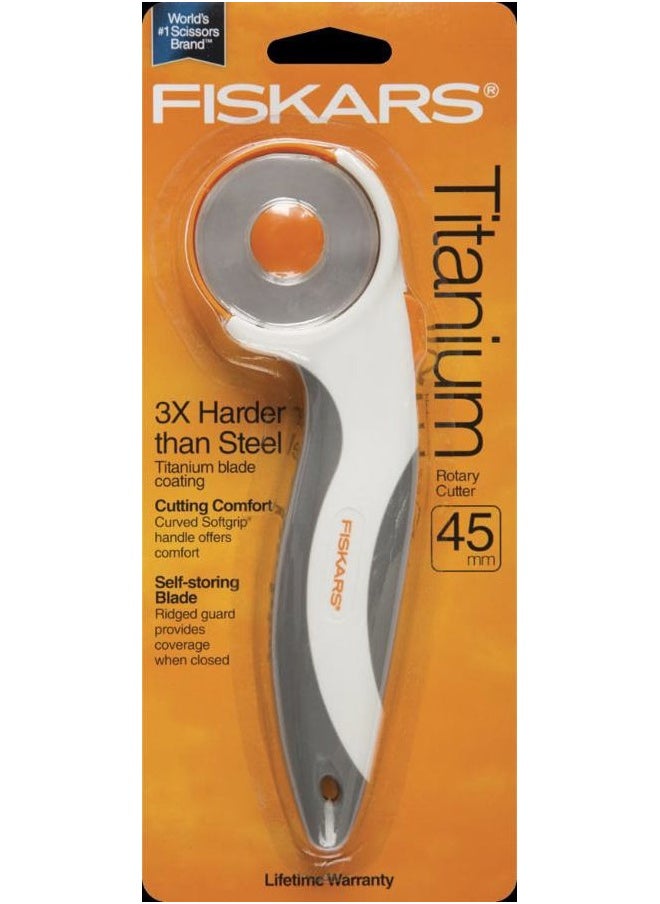 Fiskars 45mm Rotary Cutter for Fabric, Titanium Rotary Cutter Blade for Precise Cuts, Right and Left Handed, Comfort Handle, Arts and Crafts, Sewing Supplies and Quilting Tools  - Image 3