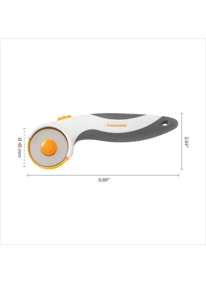 Fiskars 45mm Rotary Cutter for Fabric, Titanium Rotary Cutter Blade for Precise Cuts, Right and Left Handed, Comfort Handle, Arts and Crafts, Sewing Supplies and Quilting Tools  - Image 2