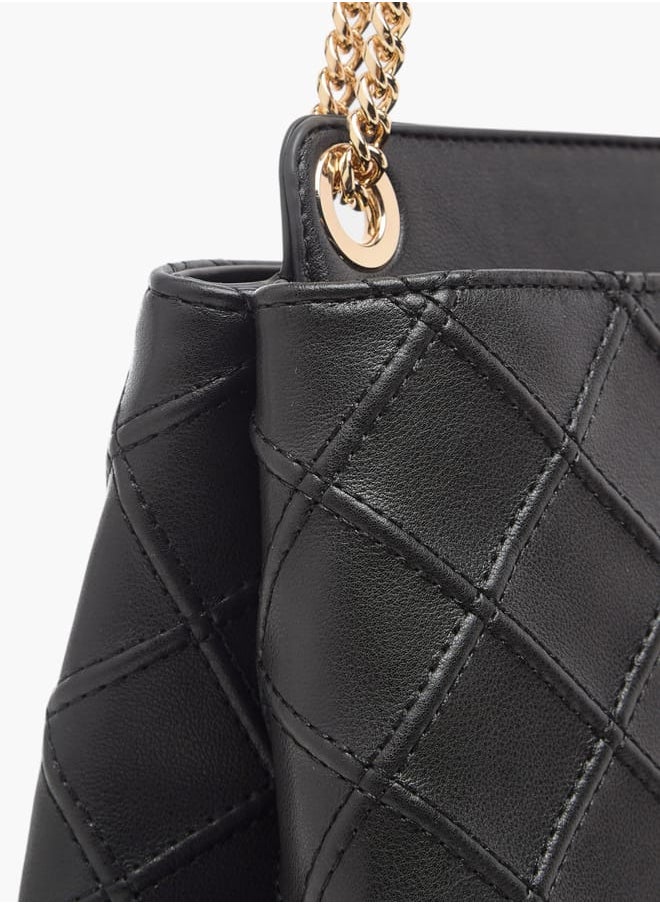 Celeste Womens Quilted Crossbody Bag With Chain Strap And Zip Closure  - Image 5