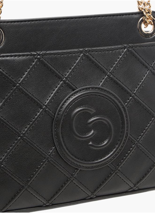 Celeste Womens Quilted Crossbody Bag With Chain Strap And Zip Closure  - Image 4