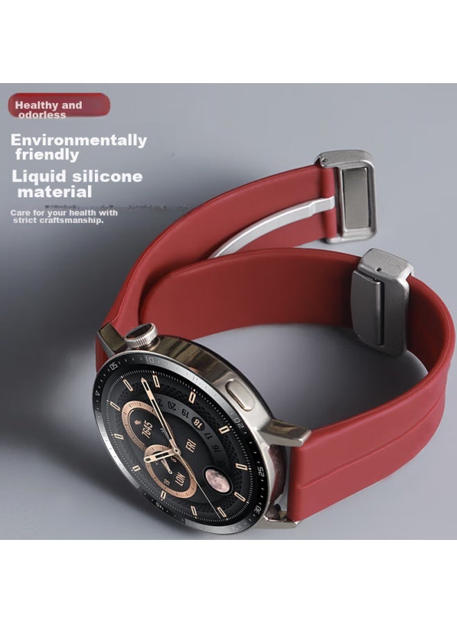 Watchbond Compatible With Huawei Watch 5 Strap, Gt4/gt5/gt5pro/gt3/buds Watch Band, Magnetic Folding Clasp, Silicone Watch 4 Men's Sports Style 46mm Wristband - Image 3