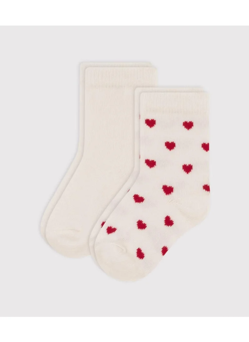 Petit Bateau Babies' Cotton Jersey Heart Patterned Socks - 2-Pack