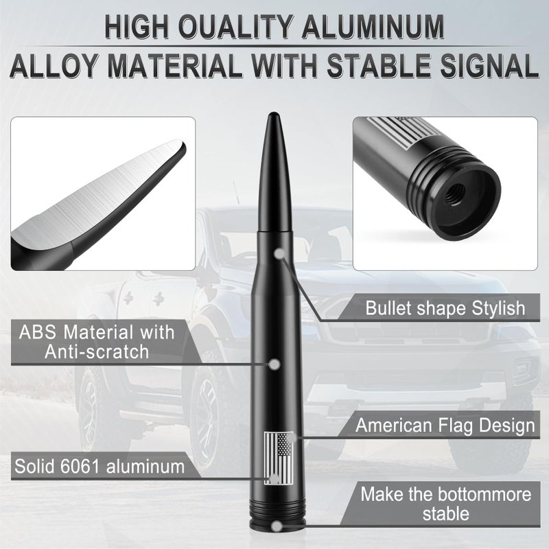 BJSIA American Flag Car Truck Antenna with Valve Stem Caps - Universal Compatible with Ford, Dodge, Chevrolet, GMC, Jeep, Toyota Truck Car Accessories, Heavy Duty Pickup Trucks Accessories - Black - Image 3