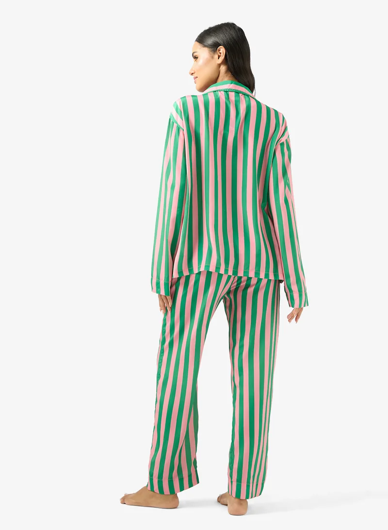 Ginger Stripe Oversize Fit Shirt & Pyjama Set