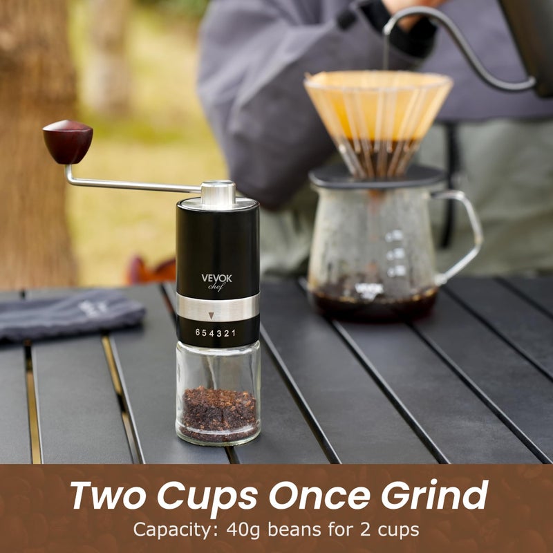 VEVOK CHEF Manual Coffee Grinder Hand Coffee Grinder 6 External Adjustable Setting Stainless Steel Conical Burr Coffee Mill Portable Hand Crank Coffee Bean Grinder Fine for Espresso - Image 5
