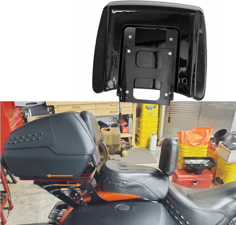 Harvards Chrome Tour Pak Trunk Relocation Kit Mount Extender Plate Adjustable 1-3" for Harley Touring Models 2014-2024 - Image 3