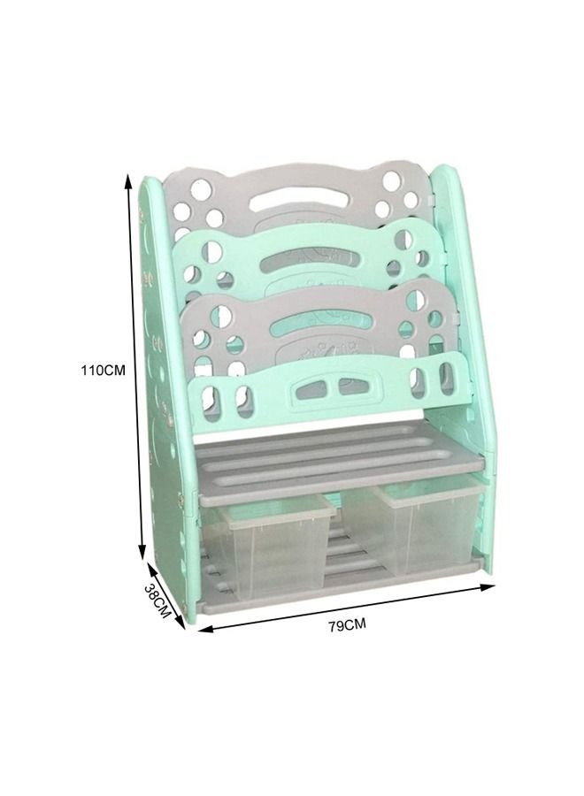 JSAITOYS Plastic Kids Furniture Bookshelf Baby Rack With Drawer Toys Storage Children Cabinets  - Image 2
