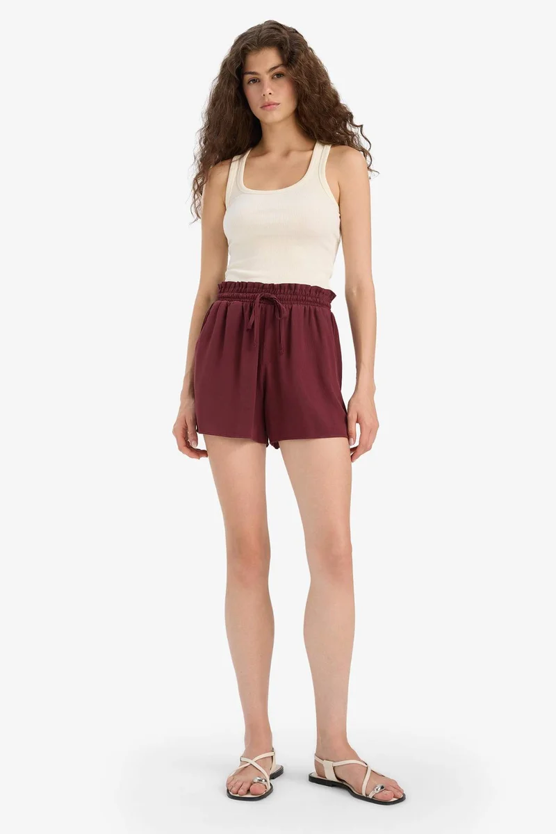 ديفاكتو Normal Waist Short Leg Crinkle Viscose Shorts