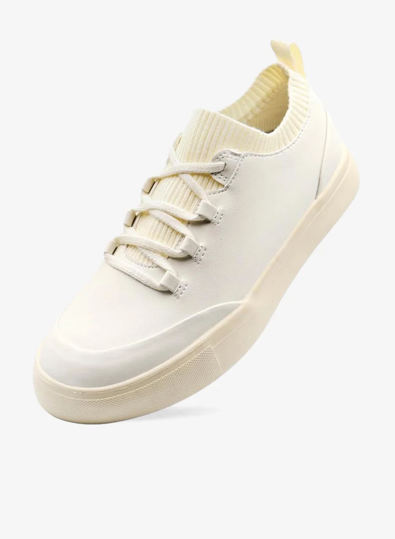 Duozoulu Ivory Sierra Lane Faux Leather Sneaker  | Best Price UAE