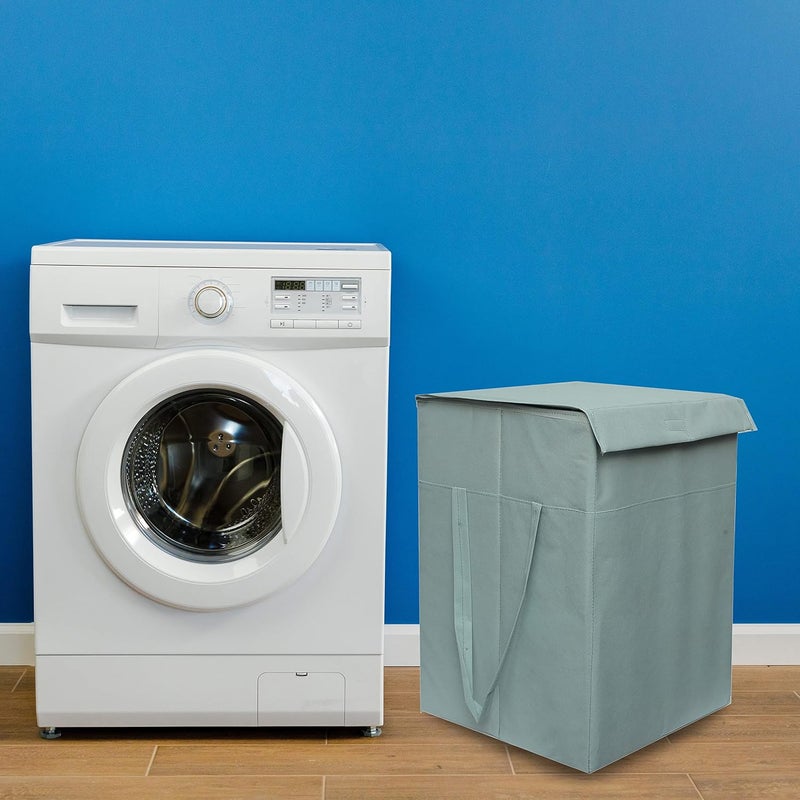 ABBASI Large Laundry Bag 75L Durable and Collapsible Foldable Laundry Basket with Lid Storage Bag with Side Handles for Clothes Toys Bedroom Kids Room Bathroom Pack of 2 Grey - Image 3