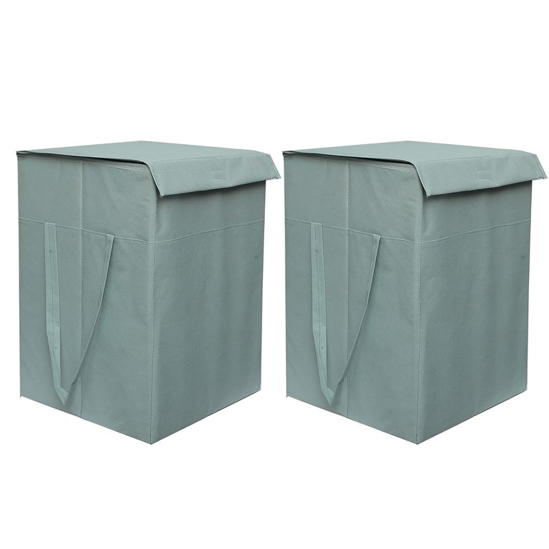 ABBASI Large Laundry Bag 75L Durable and Collapsible Foldable Laundry Basket with Lid Storage Bag with Side Handles for Clothes Toys Bedroom Kids Room Bathroom Pack of 2 Grey - Image 1