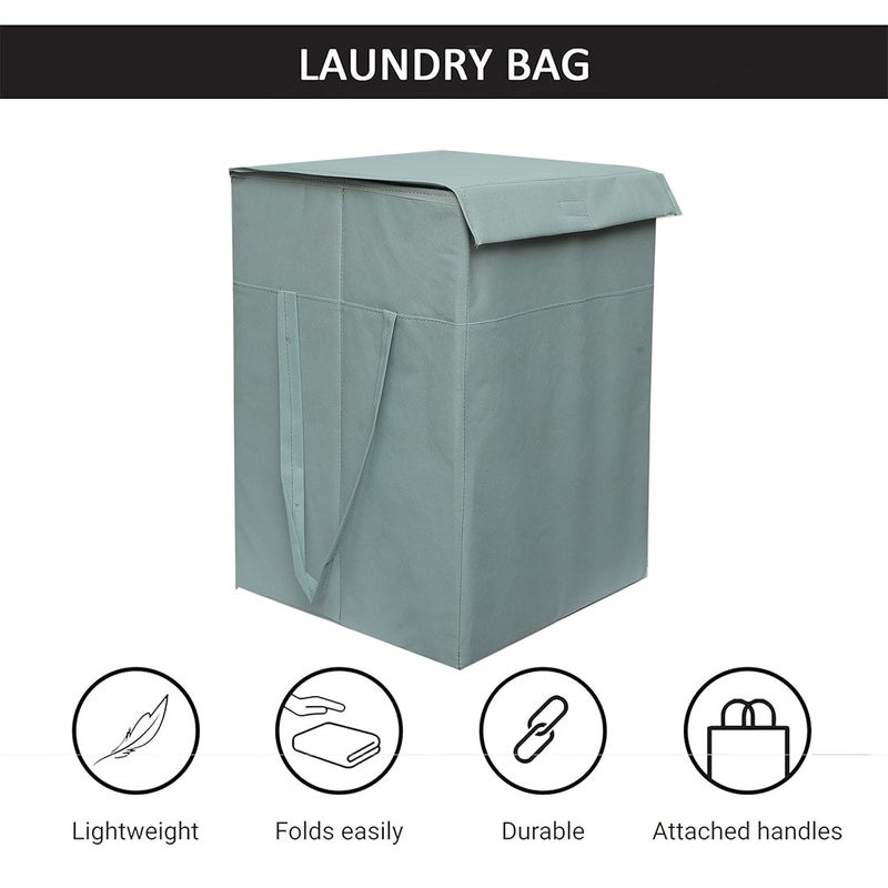 ABBASI Large Laundry Bag 75L Durable and Collapsible Foldable Laundry Basket with Lid Storage Bag with Side Handles for Clothes Toys Bedroom Kids Room Bathroom Pack of 2 Grey - Image 4