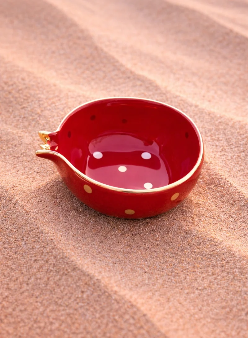 تحفة لوكس شمعة تحفة الفاخرة المصنوعة يدويًا بنصف رمانة - سيراميك أحمر مطلي بالذهب الحقيقي عيار ٢٢ قيراطًا | شمعة فاخرة من شمع الصويا، هدية ديكور منزلي حرفي | عطر عود العنبر (٣٠٠ مل)