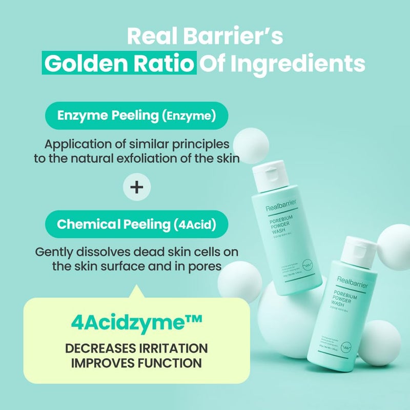 Real Barrier | Porebium Powder Wash | Micro-Powder Particles Facial Cleanser | Exfoliator for Sensitive Skin, Impurity, Dead Skin Cells | Face Wash with Ceramide | Korean Skin Care | 1.76 fl oz (50ml) - Image 5