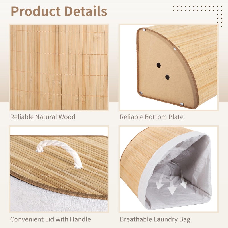 DORMIYA Corner Laundry Hamper with Lid, Foldable Triangle Clothes Hamper, Natural Wood Weave Laundry Basket Bin for Bedroom Bathroom Laundry Room, 25 x 18 in - Image 4