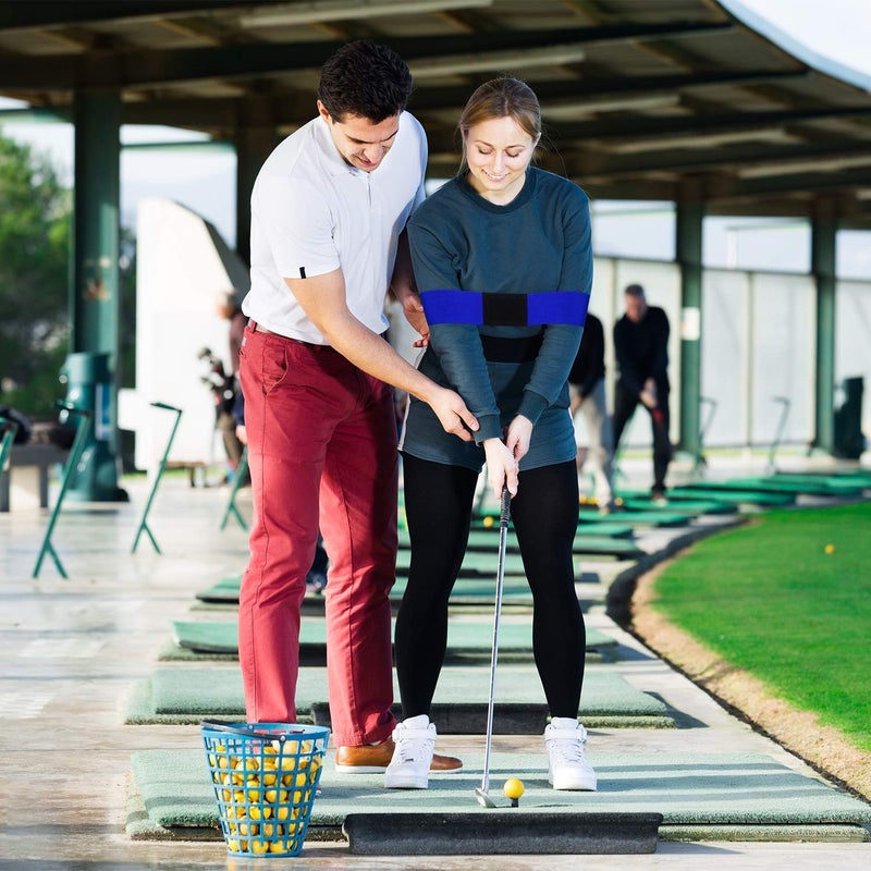 Indusoire Golf Swing Trainer Arm Band Training Aid for Aright Posture & Stick Control Durable Golf Accessory for Beginners Golf Set Compatible(Black) (Blue) - Image 2