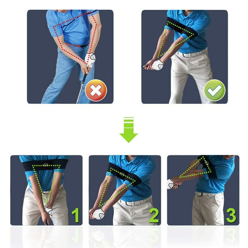 Indusoire Golf Swing Trainer Arm Band Training Aid for Aright Posture & Stick Control Durable Golf Accessory for Beginners Golf Set Compatible(Black) (Blue) - Image 5