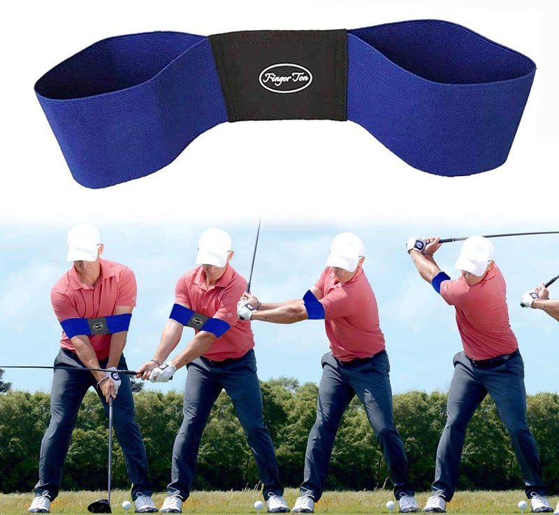 Indusoire Golf Swing Trainer Arm Band Training Aid for Aright Posture & Stick Control Durable Golf Accessory for Beginners Golf Set Compatible(Black) (Blue) - Image 1