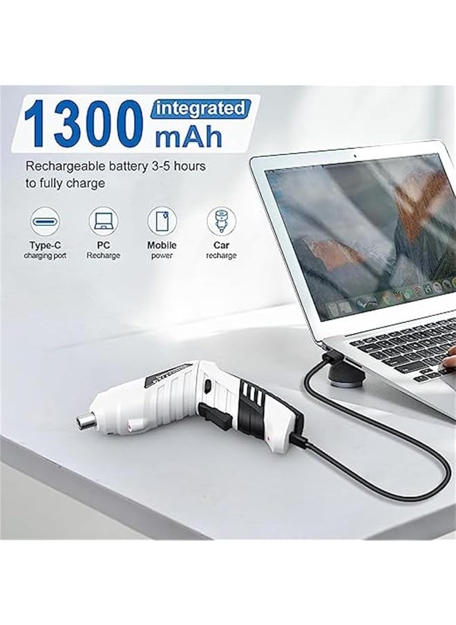 erorex - Electric Screwdriver Cordless 3N·M Max Torque Electric Screwdriver Kit With 47 Accessories 3.6V Cordless Screwdriver With Usb Cable Led Light For Home Office Diy - Image 1