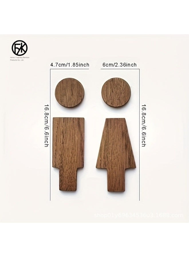Creative Wooden Male and Female Restroom Sign - Image 2