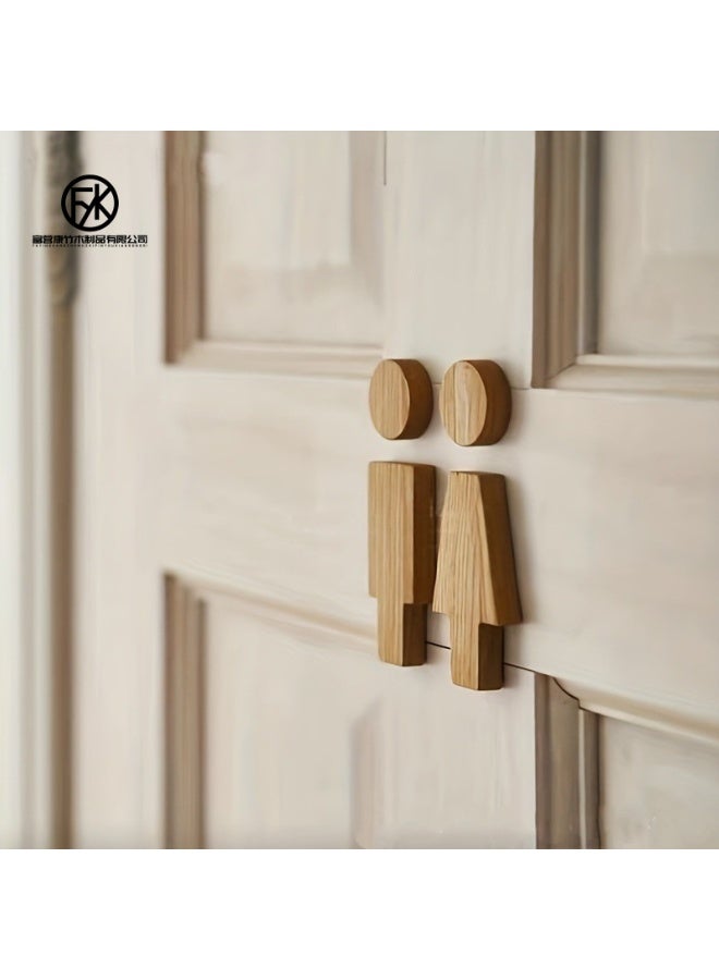 Creative Wooden Male and Female Restroom Sign - Image 3