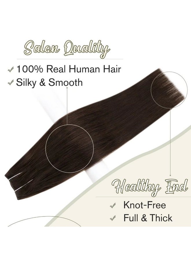 Easyouth - Long Brown Wire Hair Extensions Human Hair Hairpiece 20 Inch Secret Wire Hair Extensions With Transparent Headband Darkest Brown 2 Secret Clip In Wire Hair Extensions 100G - Image 1