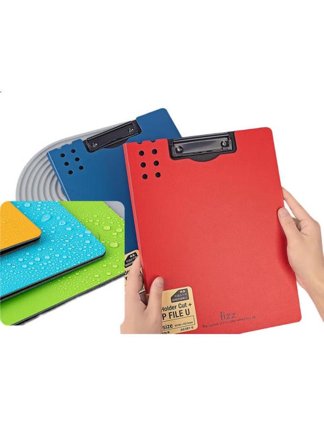 Fizz High-Quality A4 Vertical Thick Hard Folder Board / Folding Board Clip / Colorful Data Clip / Office Supplies Poetry Recitation Signing Board Test Paper Storage Clip Sky Blue A6381 - Image 2