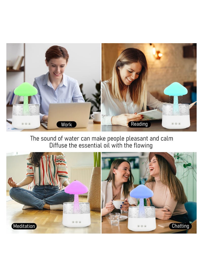 SOLARAE Rain Cloud Humidifier with Water Drip Sound, Cool Mist Aromatherapy Humidifier White Noise Machine Calming Water Drip Sound Diffuser 3 Rainfall Mode and 7 LED Colors, for Sleeping Relaxing Mood - Image 5
