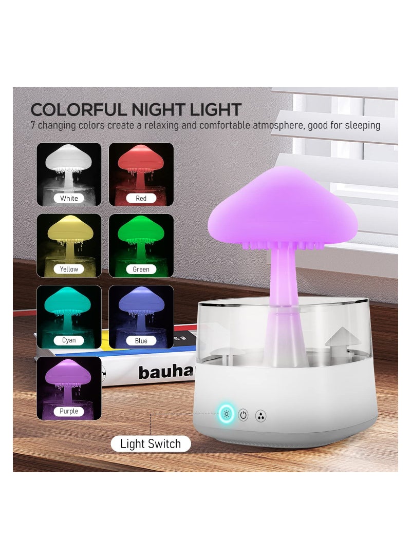 SOLARAE Rain Cloud Humidifier with Water Drip Sound, Cool Mist Aromatherapy Humidifier White Noise Machine Calming Water Drip Sound Diffuser 3 Rainfall Mode and 7 LED Colors, for Sleeping Relaxing Mood - Image 3