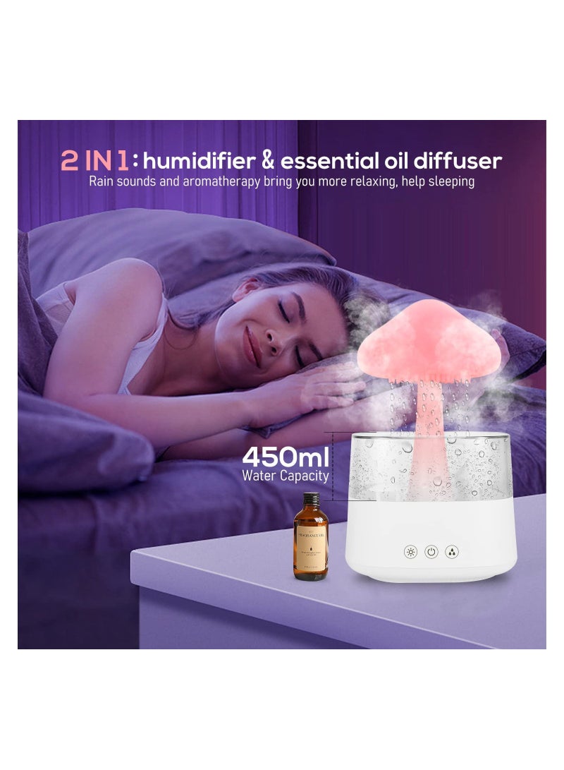 SOLARAE Rain Cloud Humidifier with Water Drip Sound, Cool Mist Aromatherapy Humidifier White Noise Machine Calming Water Drip Sound Diffuser 3 Rainfall Mode and 7 LED Colors, for Sleeping Relaxing Mood - Image 4