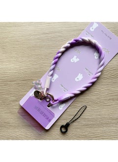 Liquid Silicone Short Mobile Phone Lanyard Portable Anti-lost Hand Rope Hanging Wrist Pendant Wristband Hanging Chain Thick Version Of The Sticker.-Specifications Support Image Upload:4 Ink Pink And Purple Liquid Silicone Wrist Rope + Luminous Bear + Purple Slices