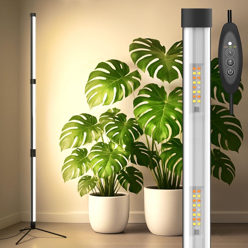 Sansi أضواء نمو قائمة SANSI T10 للنباتات الداخلية، 55 واط 144 LED ضوء نبات كامل الطيف ضوء نمو عمودي، 4.34 قدم قابل للتعديل بثلاث مراحل، 5 مستويات سطوع، مؤقت 3/6/12 ساعة، 4000 كيلفن، لتغطية واسعة للنمو - Image 1