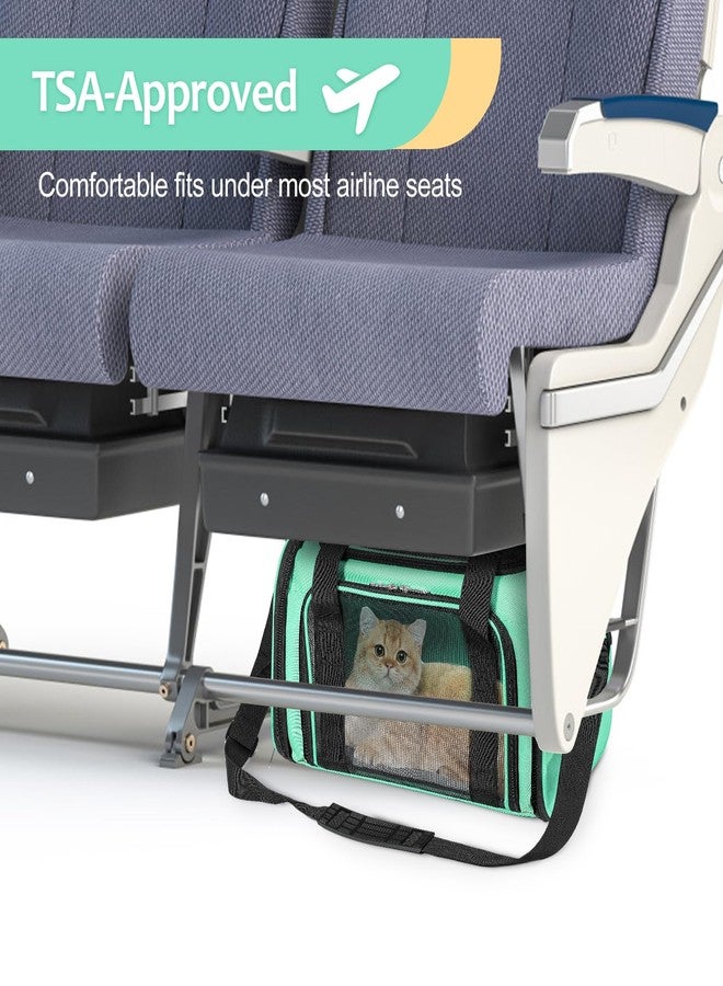 Discala Cat Dog Carrier Up to 15 Lbs TSA Airline Approved Pet Carrier for Small Medium Cats Puppies Dog Carriers for Small Dogs Collapsible Soft Sided Cat Travel Carrier - Green 15.7"x10.2"x10.2" - Image 3