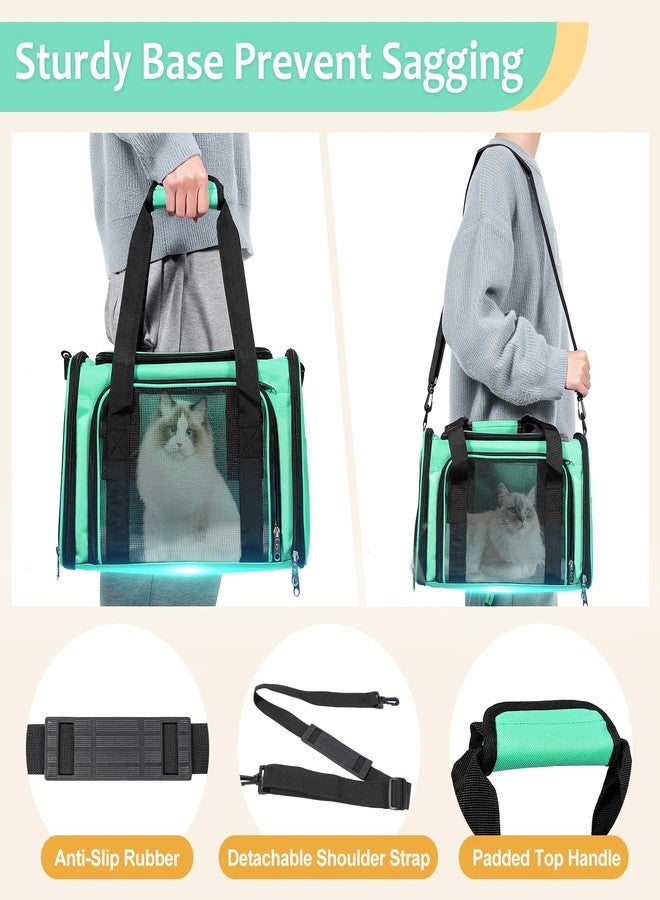 Discala Cat Dog Carrier Up to 15 Lbs TSA Airline Approved Pet Carrier for Small Medium Cats Puppies Dog Carriers for Small Dogs Collapsible Soft Sided Cat Travel Carrier - Green 15.7"x10.2"x10.2" - Image 5